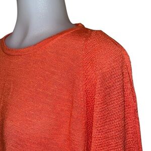 J. JILL Linen Blend Orange 3/4 Split Sleeve Top~Sz L